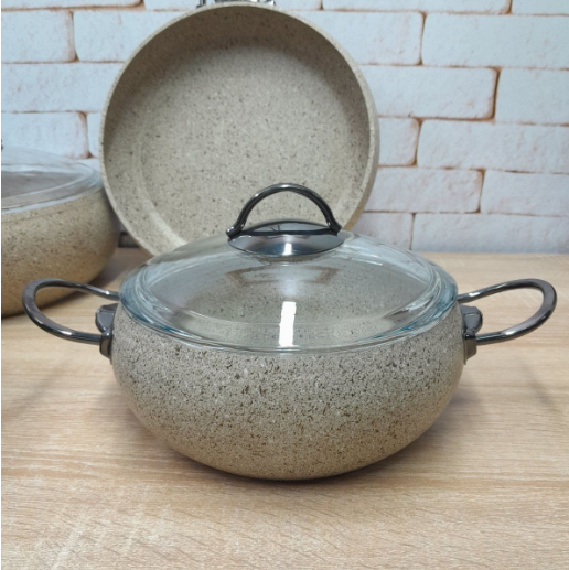 Набір каструль зі сковорідкою OMS з антипригарним покриттям 7 предметів (3051-sandy) - фото 8 Набір каструль зі сковорідкою OMS з антипригарним покриттям 7 предметів (3051-sandy) - фото 8