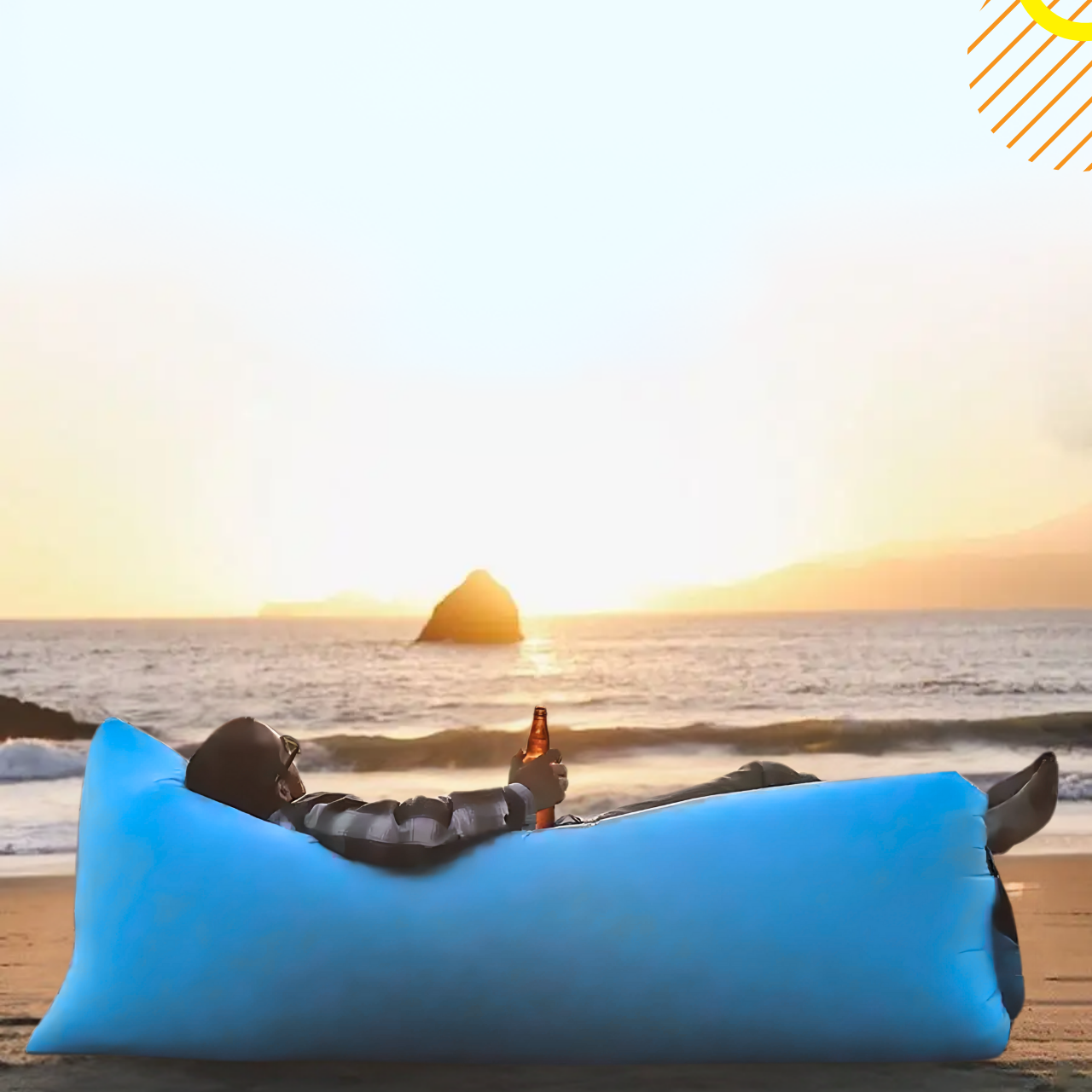 Лежак надувной Lamzac X-2 MAX двухслойный 200х90х70 см до 200 кг Голубой (TM001280) - фото 7