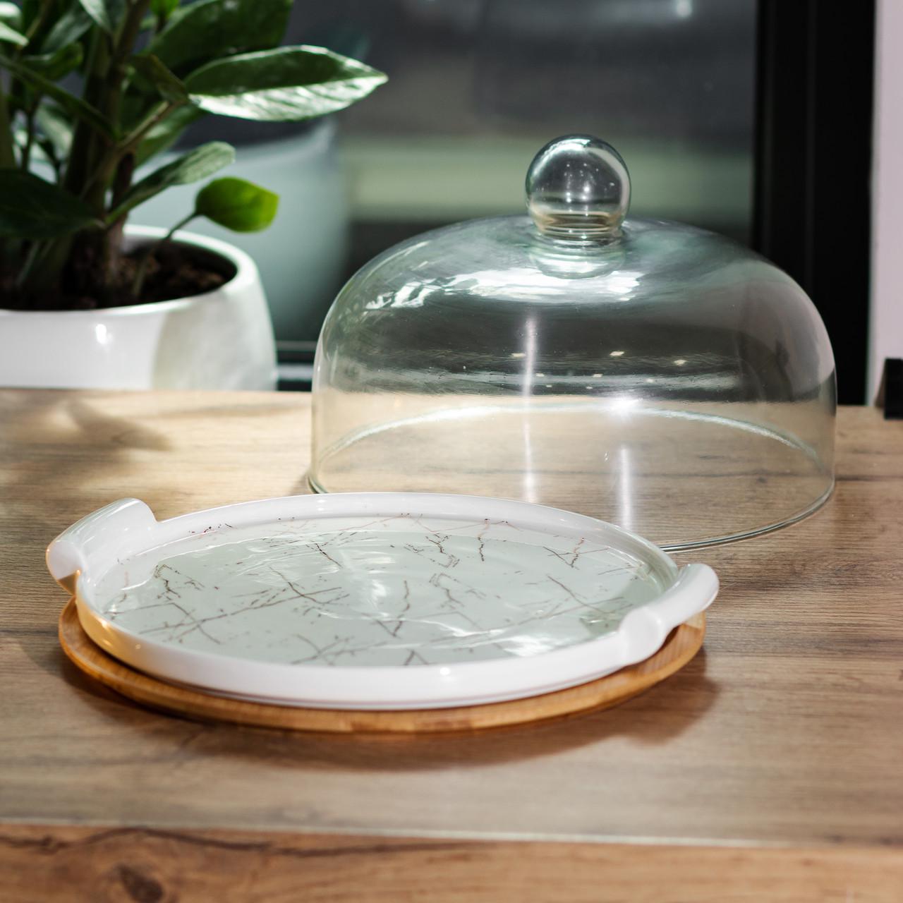 Тортовница керамическая со стеклянной крышкой HP1204 29 см (A-032753) - фото 6