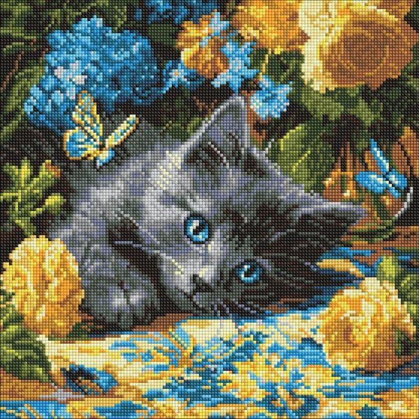 Алмазна мозаїка Кошеня блакитнооке 40х40 см (AMO8340)