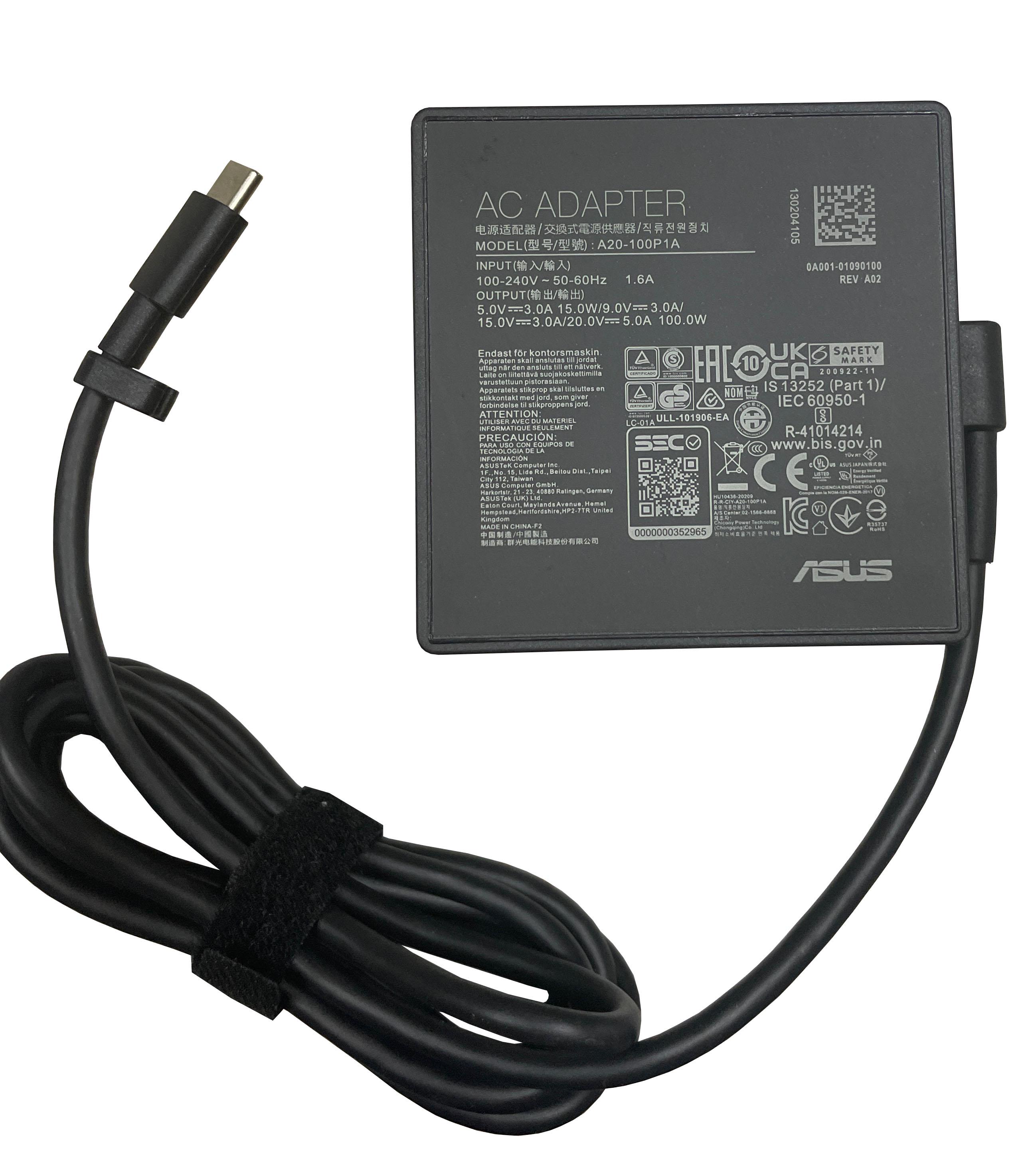 Блок живлення для ноутбука Asus 100W 5V 9V 15V 20V 5A Type-C A20-100P1A (082593)