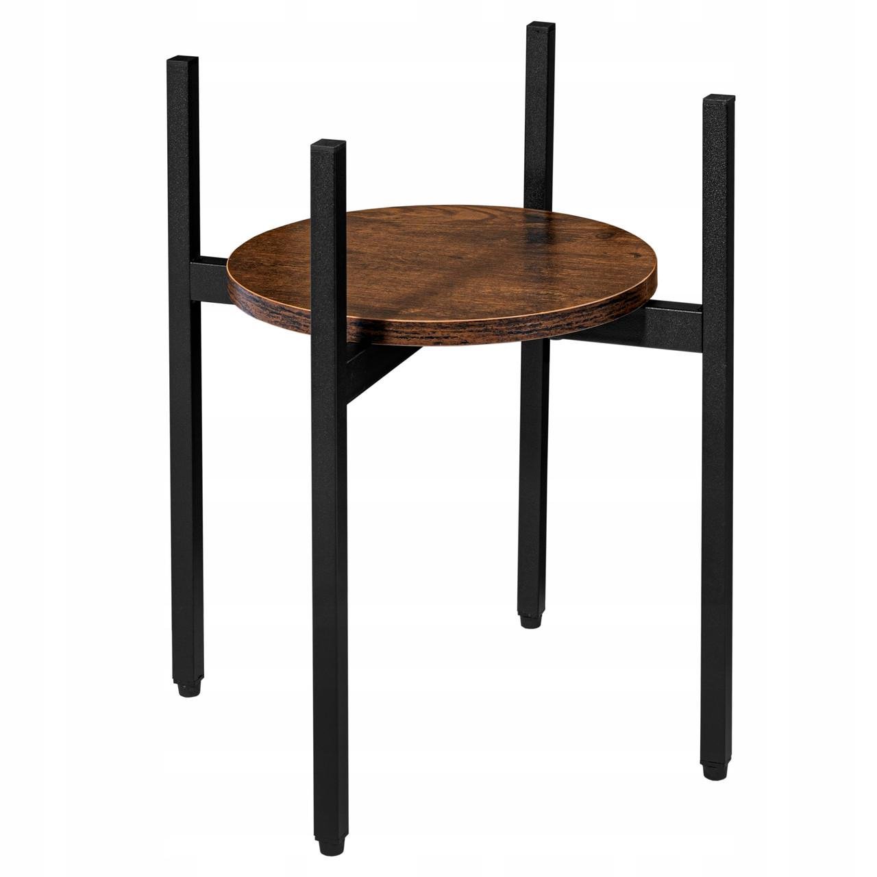 Подставка для цветов металлическая Industrial Loft лофт Torre Rustic 40 см Черный/Дуб (2377144205)