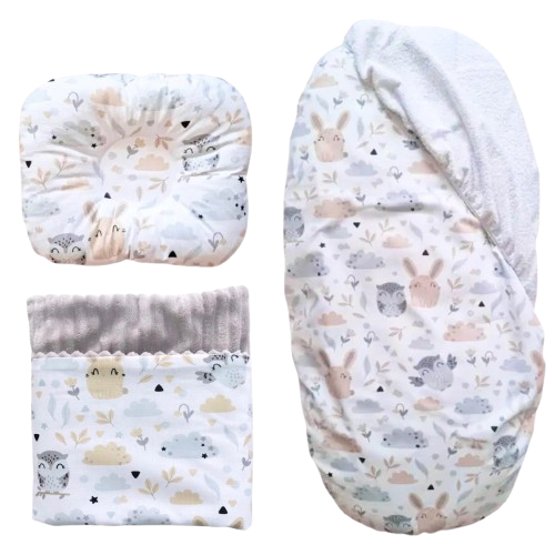 Набор в коляску RoyalBaby №13 Совы и зайчики с пледом 3в1 (142770)