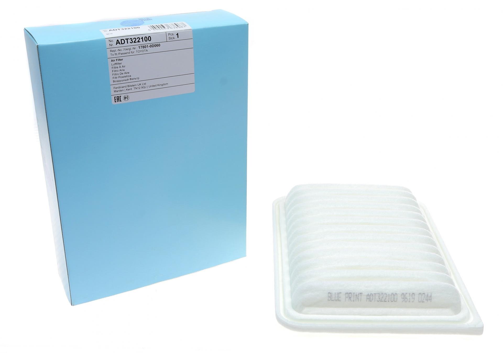 Фильтр воздушный BLUE PRINT для Toyota Auris/Avensis/Corolla/RAV 4 III/RAV 4 IV/Yaris 1,2-2,0 07- (ADT322100)