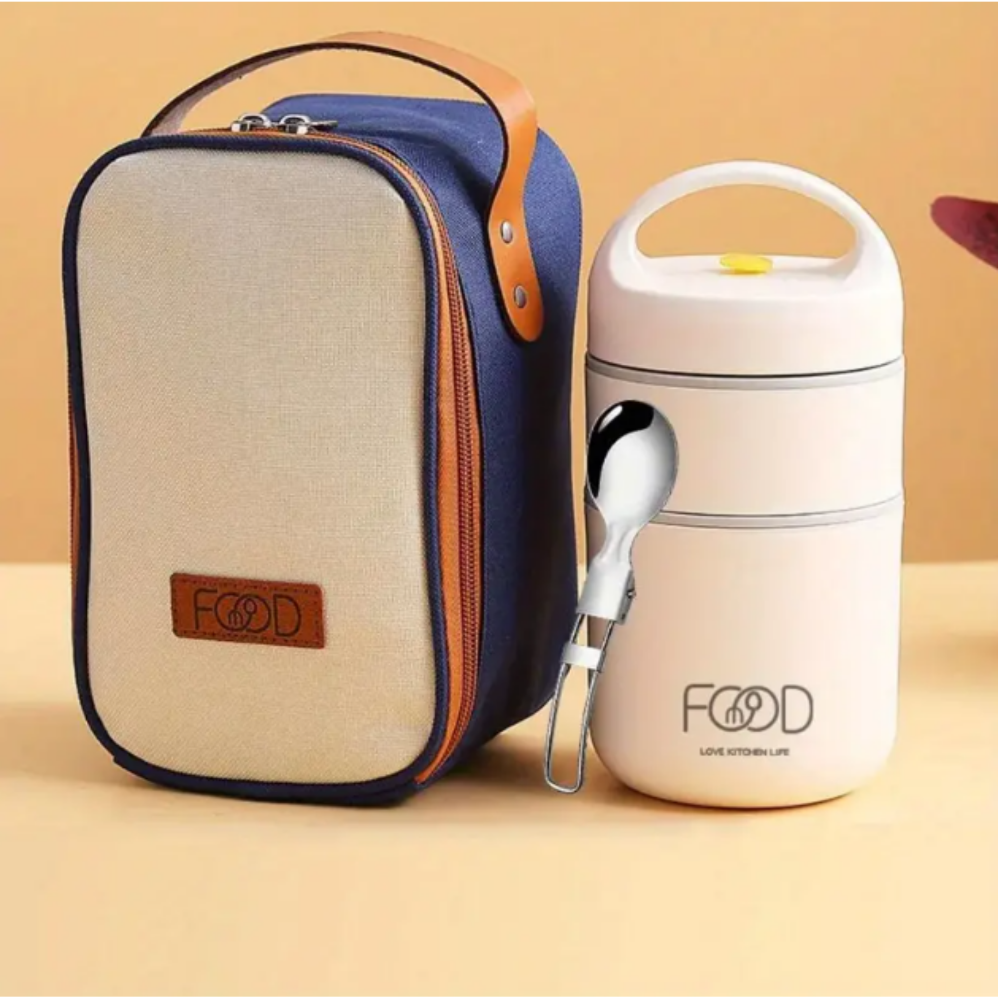 Термос подвійний герметичний для їжі з ложкою в термосумці (30310434)