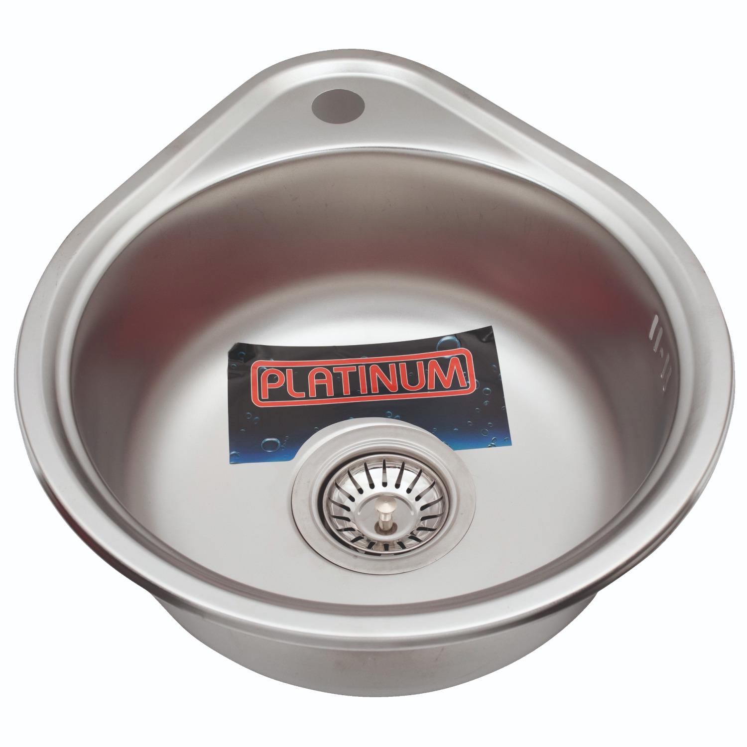 Мойка кухонная Platinum PLS-A28877 из нержавеющей стали круглая 430x480 мм (151154)