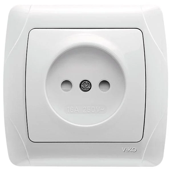 Розетка одинарная Viko Carmen без заземления со шторками Белый (90561043)