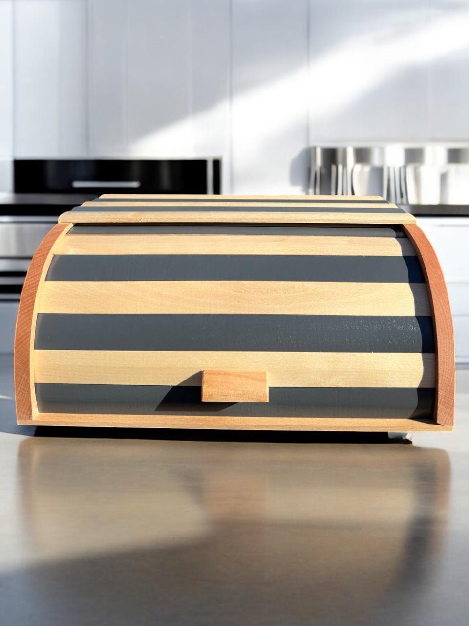 Хлебница деревянная Эко Темная в полоску (2409543233)