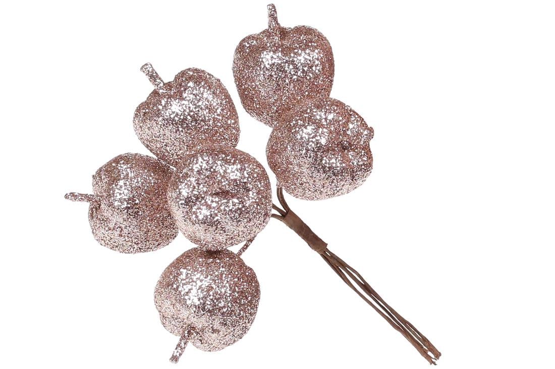 Декоративний букетик яблук Bonadi 6 шт. 12 см Персиковий (839-277)