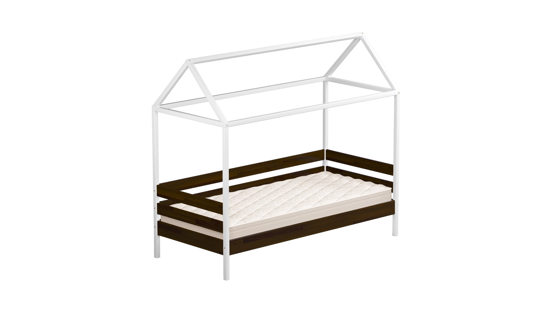Кровать деревянная Амми Щит Л4 80х190 см Белый/Темный орех (5700925026)