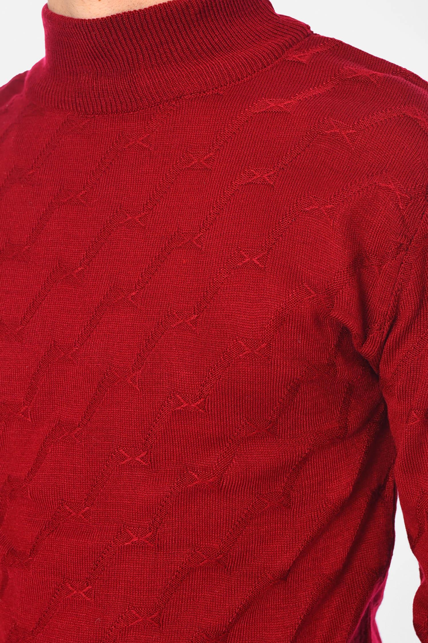 Свитер мужской однотонный M Бордовый (195390) - фото 4