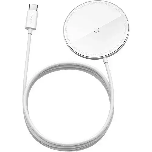 Зарядное устройство беспроводное BASEUS Simple Mini Magnetic Wireless Charger For IP12 with Type-C Cable WXJK-F02 White