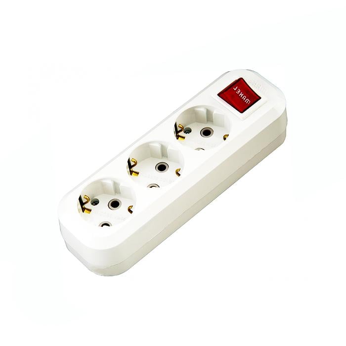 Колодка Makel 3 гнезда с заземлением и выключателем