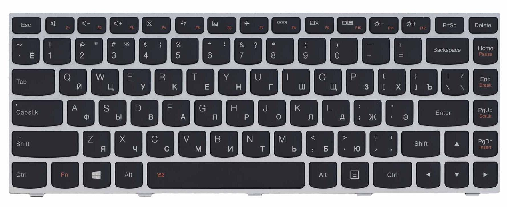 Клавіатура для ноутбука Lenovo IdeaPad FLex 14 з підсвічуванням Light Silver Frame Black
