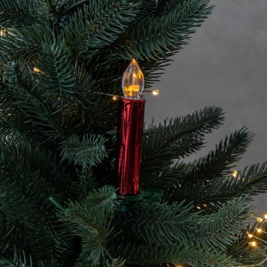 Набор светодиодных свечей с клипсами на елку из пластика 2х10 см 10 шт. Красный (150-81-9261-004)