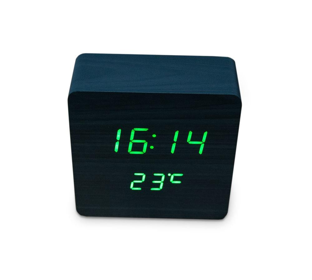 Годинник настільний Wooden Clock VST-872 електронний з термометром Чорний (1008157-Black-2)