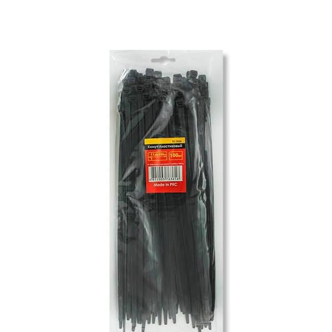 Хомут пластиковий Intertool TC-7636 7,6x350 мм 100 шт. Чорний (10076041)