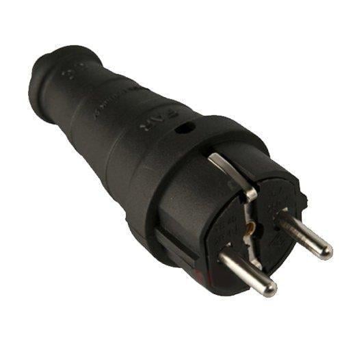 Вилка прямая Світлоприлад каучуковая с заземлением 16 А Черный (2237268472)