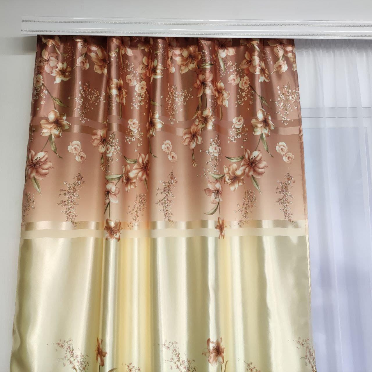 Штори ALBO з квітковим принтом 150x270 см 2 шт. Коричневий (SH-M650-3) - фото 3 Штори ALBO з квітковим принтом 150x270 см 2 шт. Коричневий (SH-M650-3) - фото 3