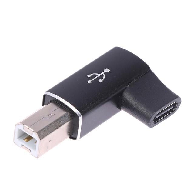 Адаптер-перехідник кутовий SUNROZ USB Type-C Female-USB-Type-B Male Black (A48623) Адаптер-перехідник кутовий SUNROZ USB Type-C Female-USB-Type-B Male Black (A48623)