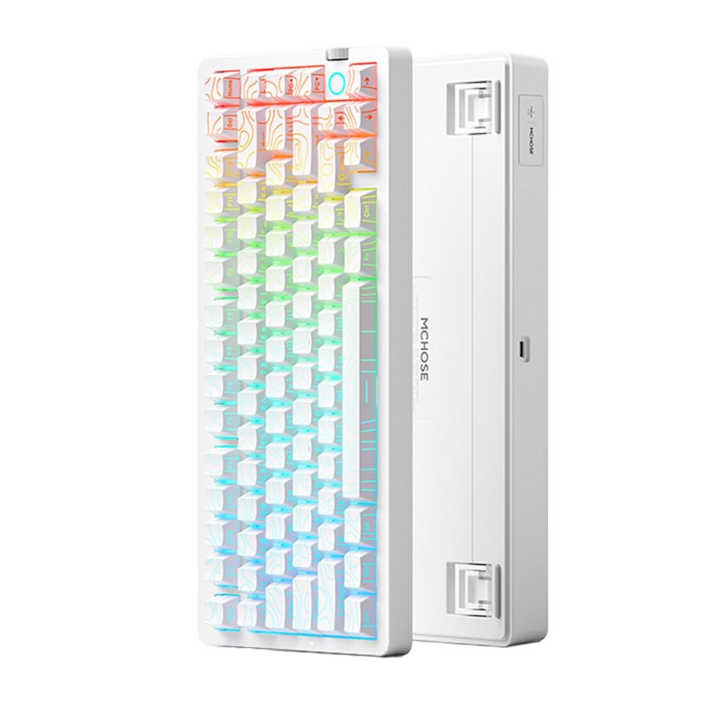 Клавиатура беспроводная механическая MChose G75 V2 Solid Ice Blue Switch RGB Bluetooth/2,4G/USB-C 75% PBT 10000 мАч White