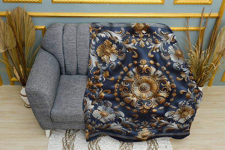 Плед Золотой королевский узор плюш двухслойный 150х210 см (114253-3)