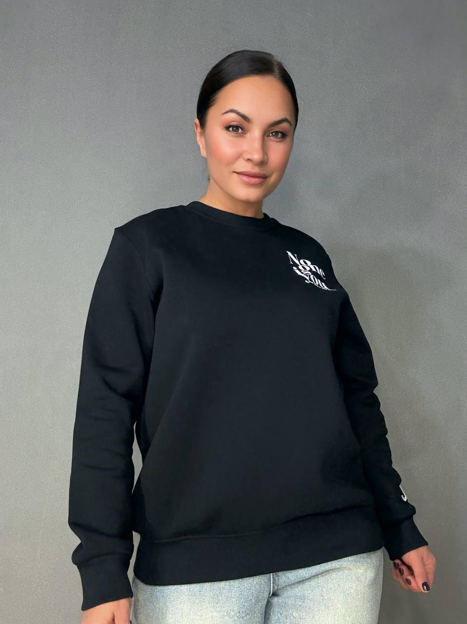 Свитшот женский PEPPER MINT 23-18 NO ONE IS YOU флис утепленный по фигуре L Черный (1125) - фото 4 Свитшот женский PEPPER MINT 23-18 NO ONE IS YOU флис утепленный по фигуре L Черный (1125) - фото 4
