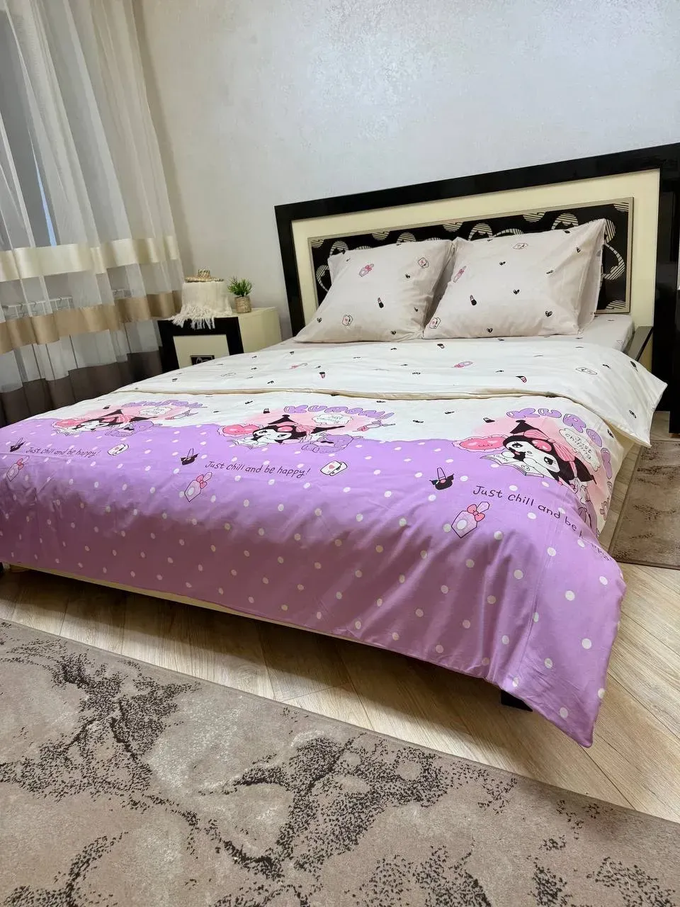 Комплект постельного белья полуторный Куроми хлопчатобумажный 150х220/70х70 см Розовый (27986355)