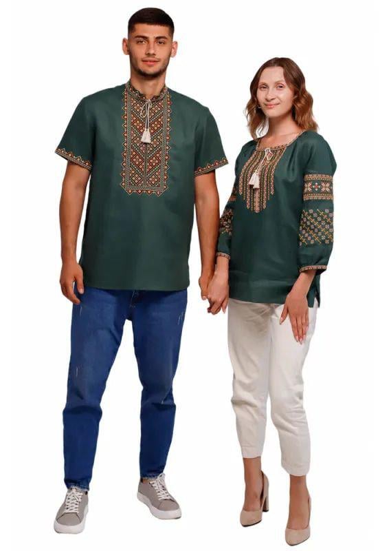 Вышиванка мужская р. 46 Зеленый (520) - фото 4 Вышиванка мужская р. 46 Зеленый (520) - фото 4