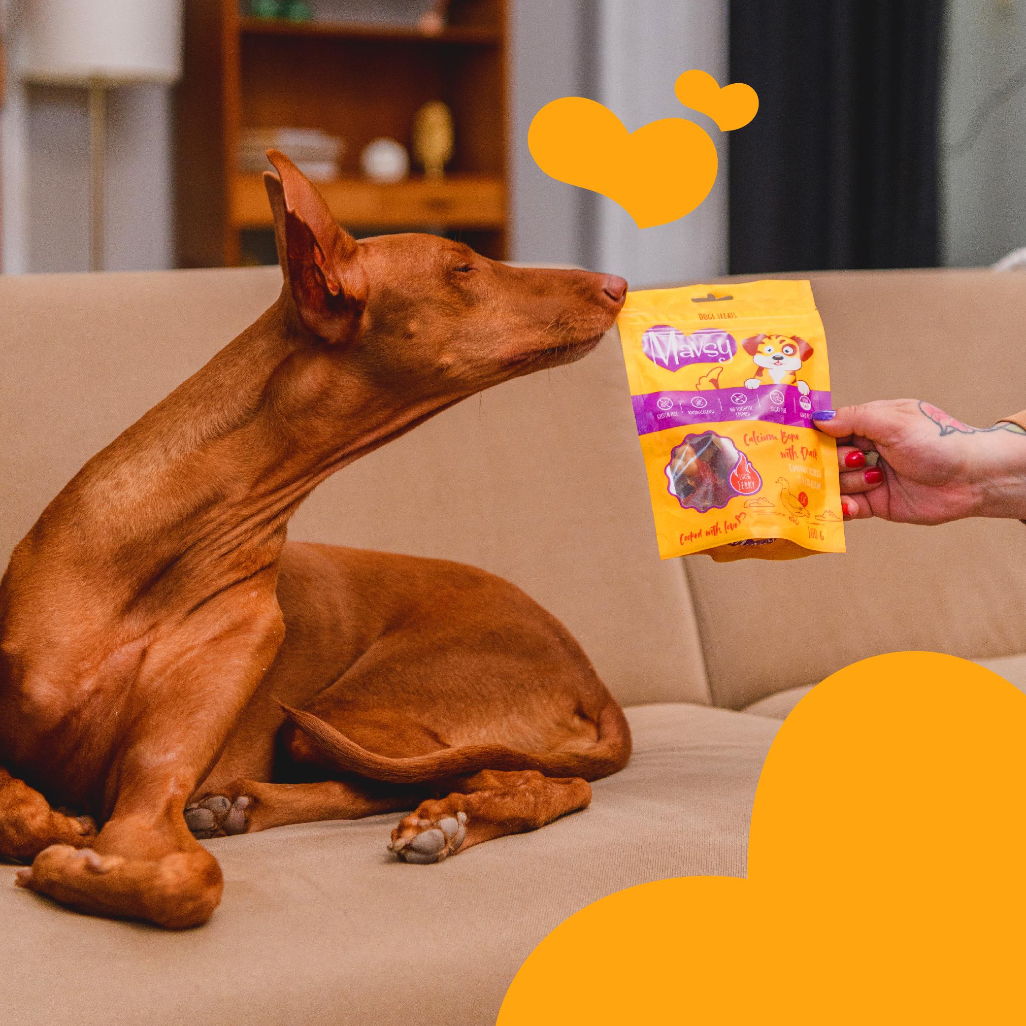 Ласощі для собак MAVSY Calcium bone with duck for dogs Качина ніжка з кальцієм 100 г (13501970) - фото 6