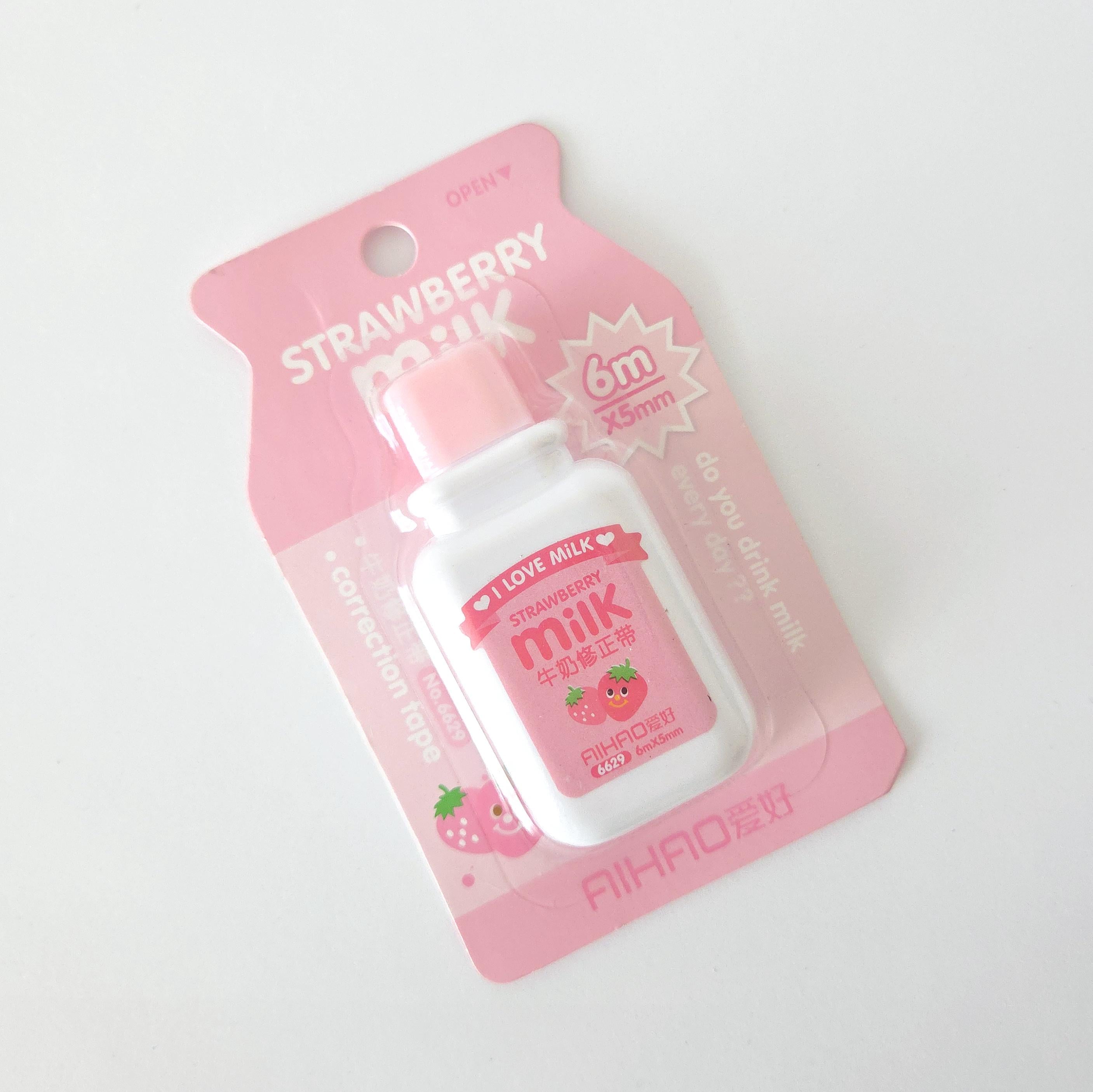 Коректор ленточный в форме баночки молока AIHAO 6 м х 5 мм Strawberry Milk (419)