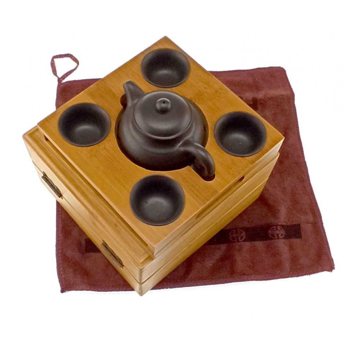 Чайний набір у бамбуковому футлярі 19х19х10,5 см (28104A) - фото 2