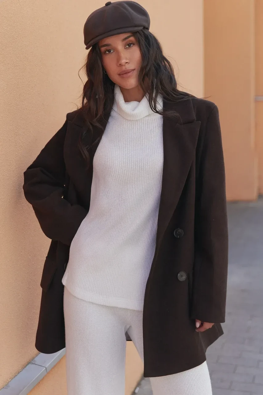 Пальто двубортное Seventeen XXL-3XL Коричневый - фото 5 Пальто двубортное Seventeen XXL-3XL Коричневый - фото 5