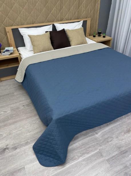 Покривало декоративне двостороннє Decorator Ultra Sonic Microfiber 140х215 см Синій/Бежевий (85-004) - фото 4