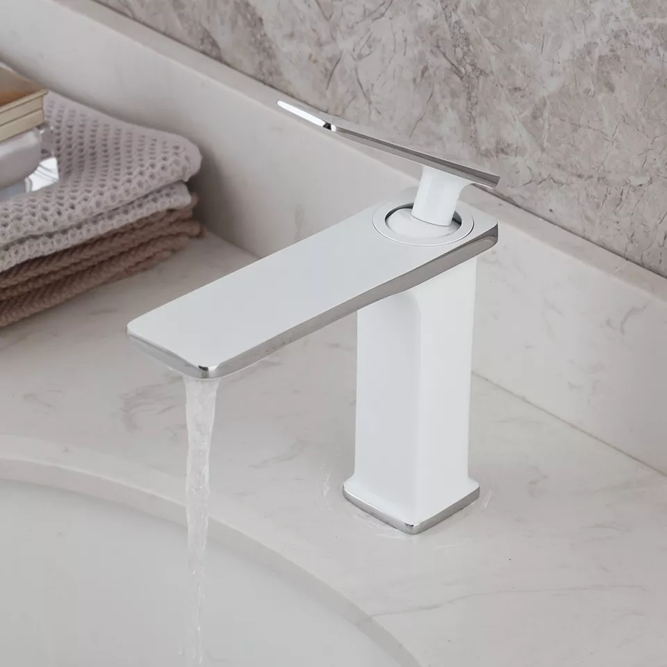 Змішувач дизайнерський у ванну для раковини одноважільний з латуні Білий - фото 7 Змішувач дизайнерський у ванну для раковини одноважільний з латуні Білий - фото 7