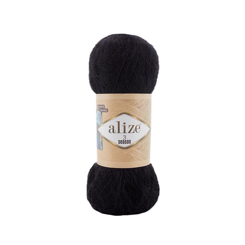 Пряжа Alize 3 SEASON 60 Чорний