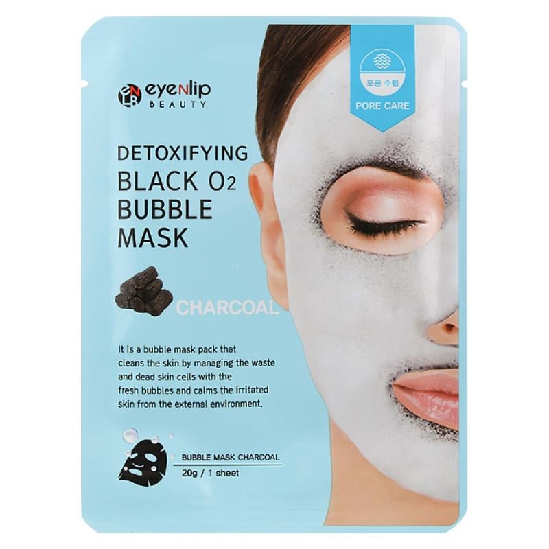Маска тканинна киснева Eyenlip Detoxifying O2 Bubble Mask Charcoal 20 г (8809555250531)