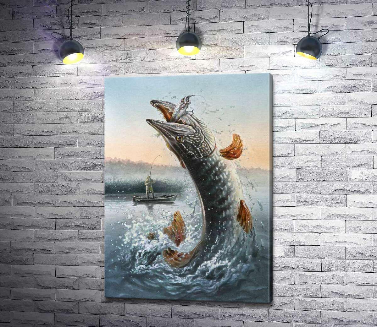 Картина ArtPoster Щука выпрыгнула из воды, ловя приманку 35x50 см Модуль №1 (001218)