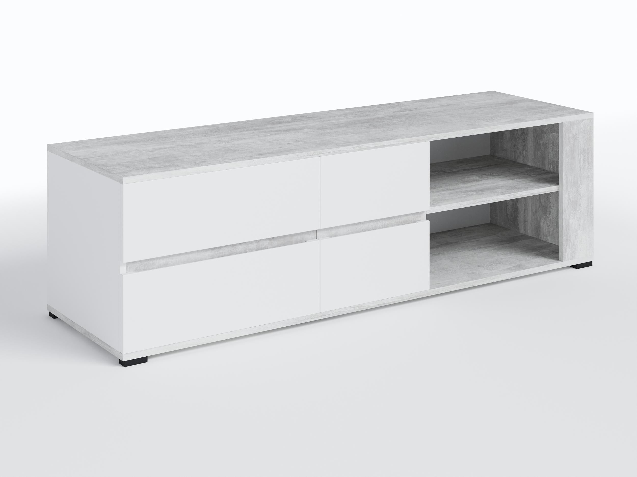 ТВ тумба Moreli T-5 1500х430х450 Белый глянец/Бетон