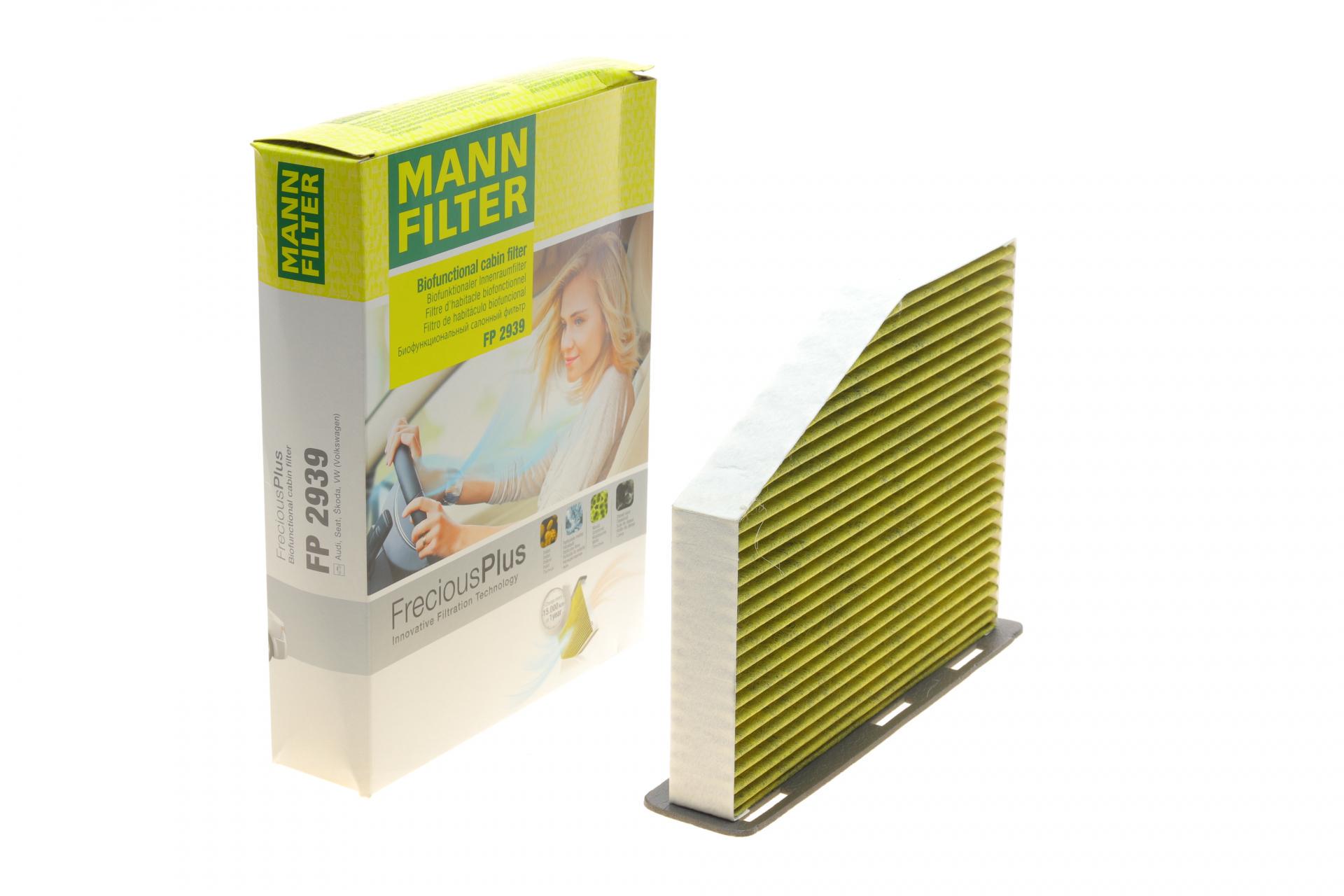 Фильтр салона Mann-Filter для VW Caddy 1,9TDI 03- угольный /антибактериальный (FP 2939)