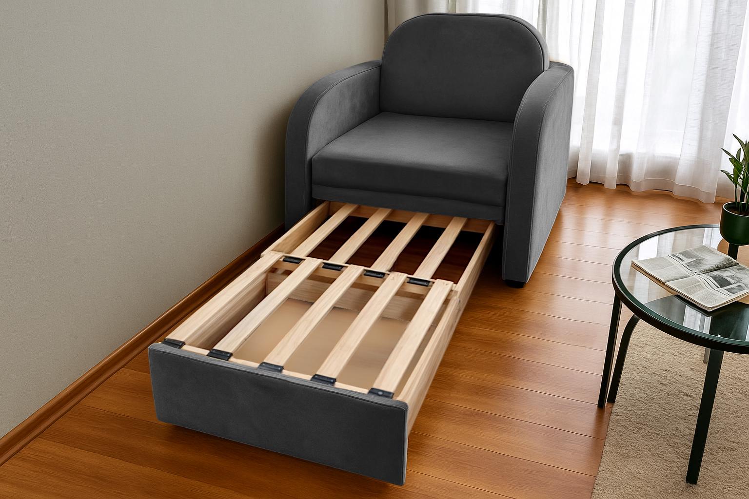 Кресло-диван мягкое раскладное Tobi Sho Дрим велюр Mars 1140х850х830 мм 14/Серый - фото 2