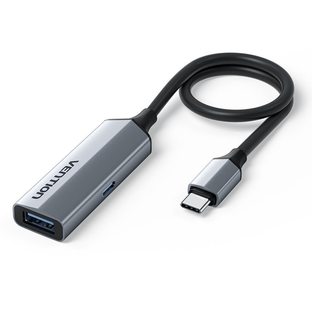 Адаптер 2в1 Vention USB-C/USB-A/100 Вт Серый (CCAHB)