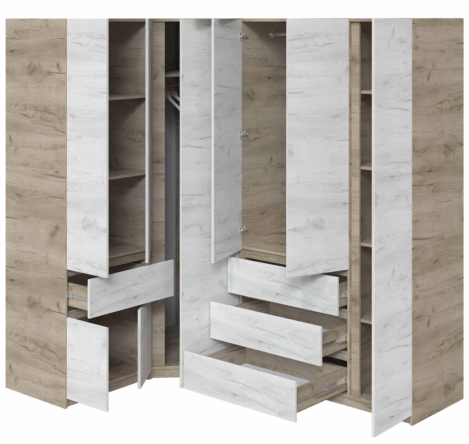 Шафа стінка кутова Майстер Форм Брайт 1450/2050х520х2000 мм Дуб крафт сірий/Дуб крафт білий (32921) - фото 2 Шафа стінка кутова Майстер Форм Брайт 1450/2050х520х2000 мм Дуб крафт сірий/Дуб крафт білий (32921) - фото 2