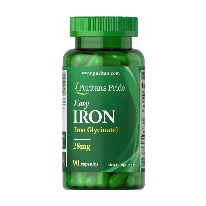 Залізо бісгліцинат хелат Puritan's Pride Easy Iron 28 mg 90 капс.