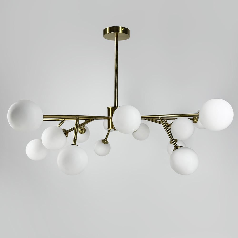 Люстра потолочная на 15 белых плафонов Ø 100 см Латунь (AOC 19/15 AB G9) - фото 1 Люстра потолочная на 15 белых плафонов Ø 100 см Латунь (AOC 19/15 AB G9) - фото 1