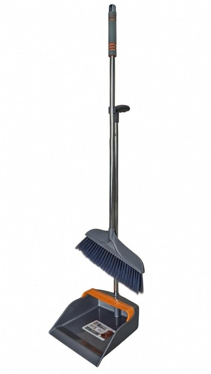 Совок с щеткой из прочного пластика и металлическими ручками (к-805/orange)