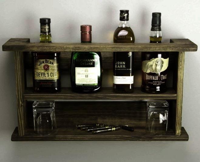 Полка для вина настенная из дерева Минокамо Мокко (ПНК-008610)