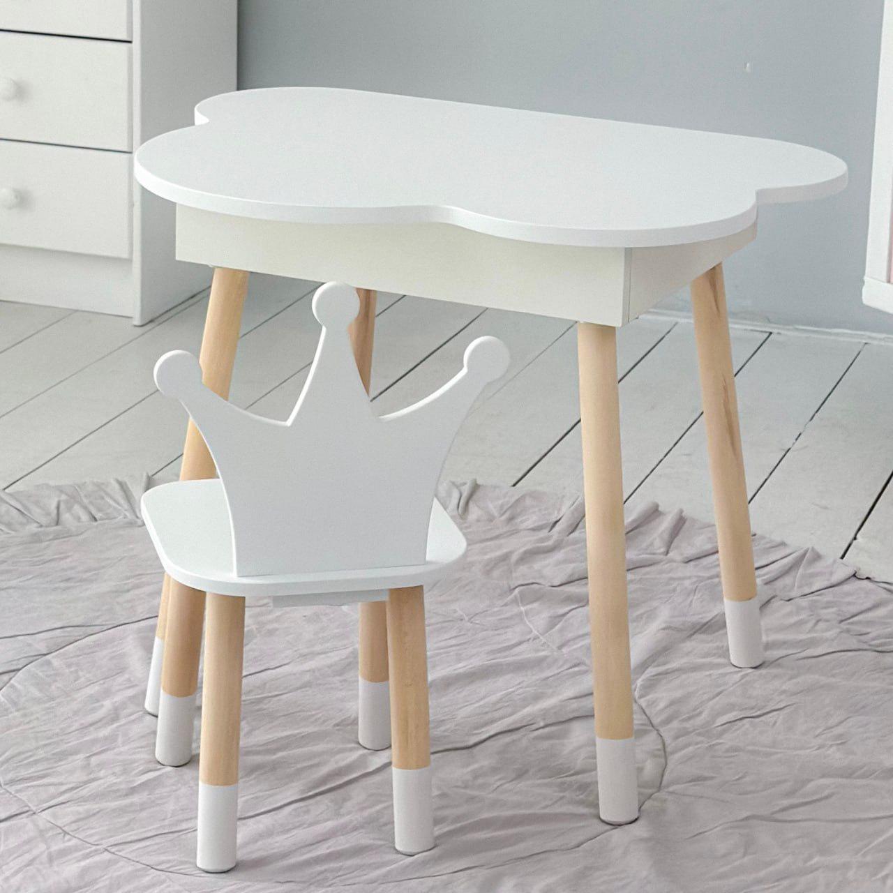 Столик з нішею і стільчик Білий (85295)