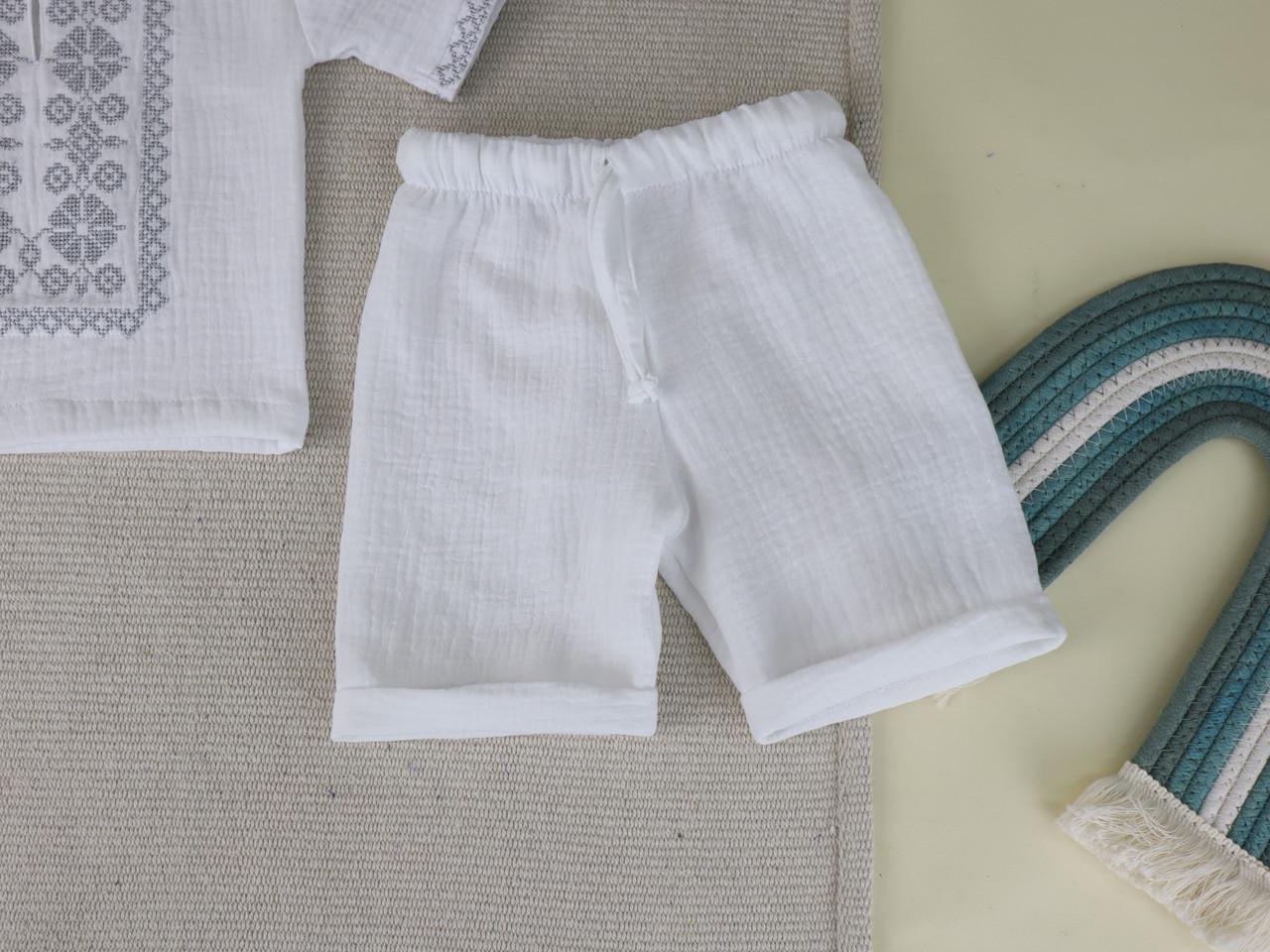 Одежда для крещения для мальчика муслиновая рубашка/шорты с вышивкой Белая (46208770) - фото 2 Одежда для крещения для мальчика муслиновая рубашка/шорты с вышивкой Белая (46208770) - фото 2