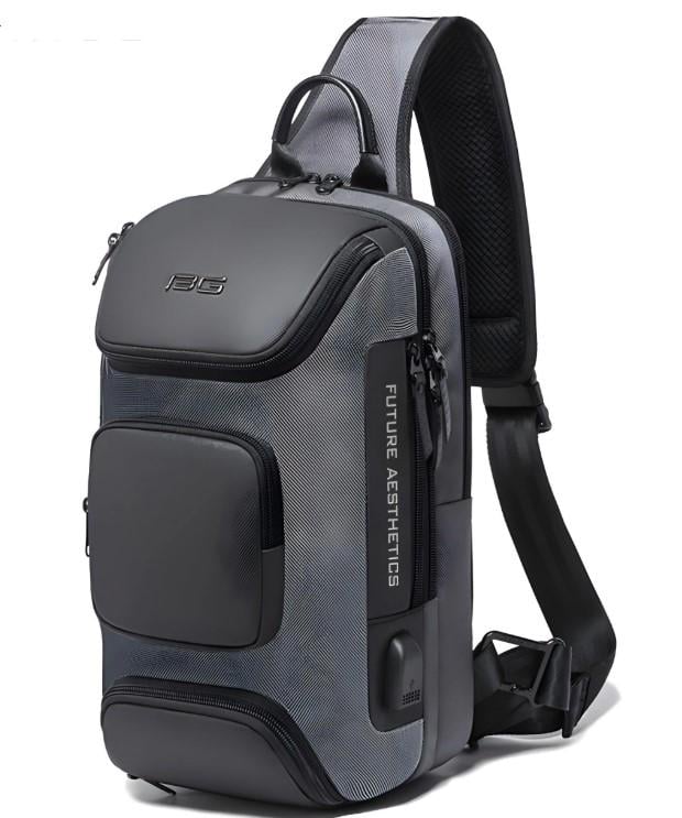 Рюкзак однолямочный через плечо Bange BG-7086 9л Сумка-слинг с USB-разъемом Gray (19381)